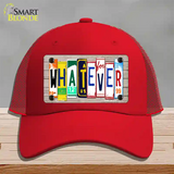 Whatever Wood License Plate Art Novelty License Plate Hat Mesh / Red