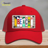 Beach Wood License Plate Art Novelty License Plate Hat Mesh / Red