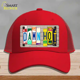 Damn Hot Wood License Plate Art Novelty License Plate Hat Mesh / Red