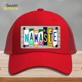 Namaste Wood License Plate Art Novelty License Plate Hat Mesh / Red