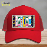 Spartans Wood License Plate Art Novelty License Plate Hat Mesh / Red