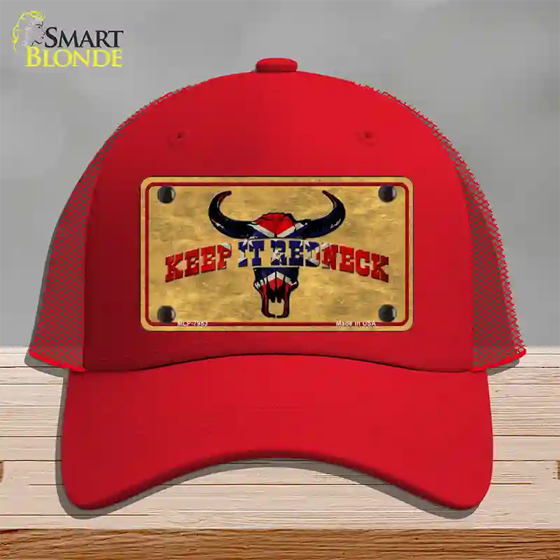 Keep It Redneck Novelty License Plate Hat Mesh / Red