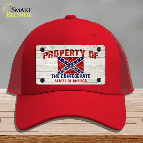 Property Of Confederate States Novelty License Plate Hat Mesh / Red