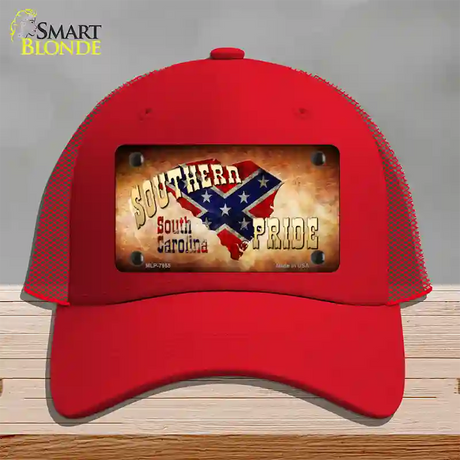 Southern Pride South Carolina Novelty License Plate Hat Mesh / Red