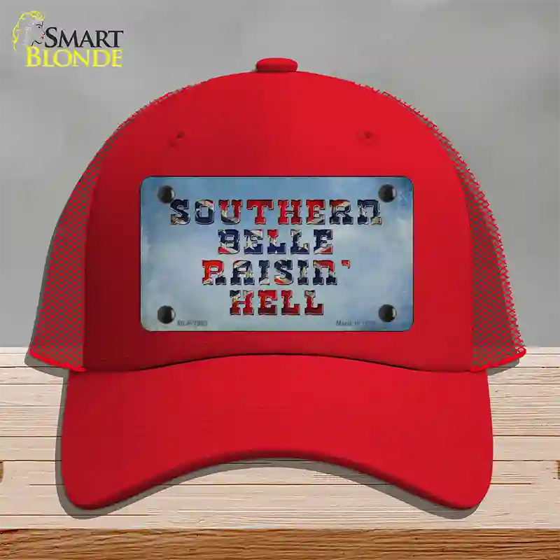 Southern Bell Raisin Hell Novelty License Plate Hat Mesh / Red