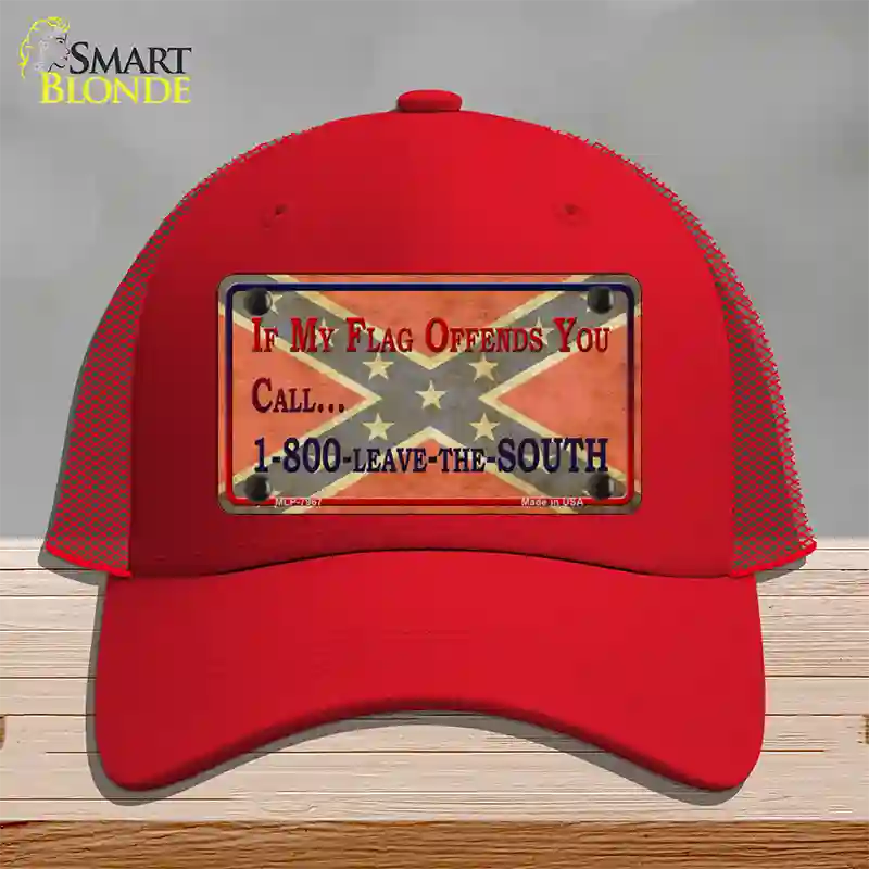 Leave The South Novelty License Plate Hat Mesh / Red