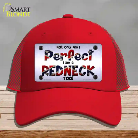 Perfect Redneck Novelty License Plate Hat Mesh / Red