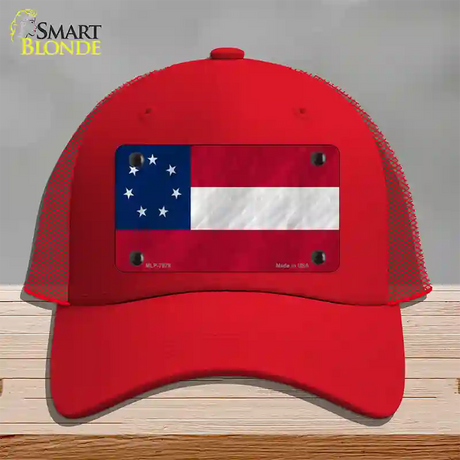 Confederate Flag First 7 Stars Novelty License Plate Hat Mesh / Red