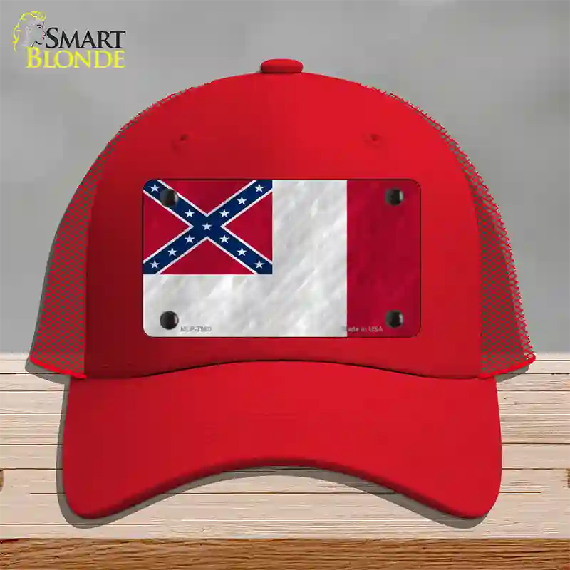 Third Confederate Flag Novelty License Plate Hat Mesh / Red