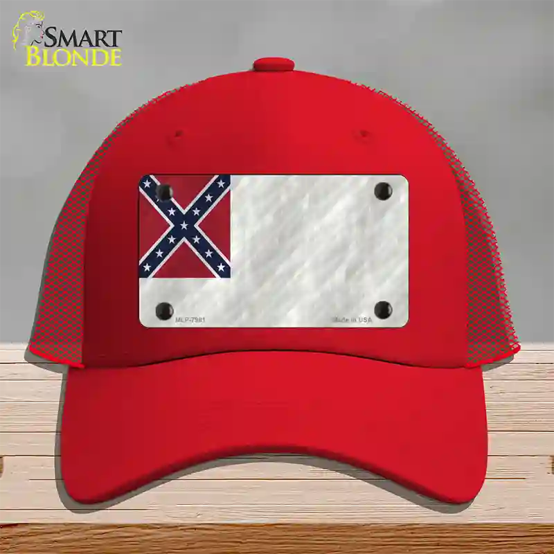 Second Confederate Flag Novelty License Plate Hat Mesh / Red