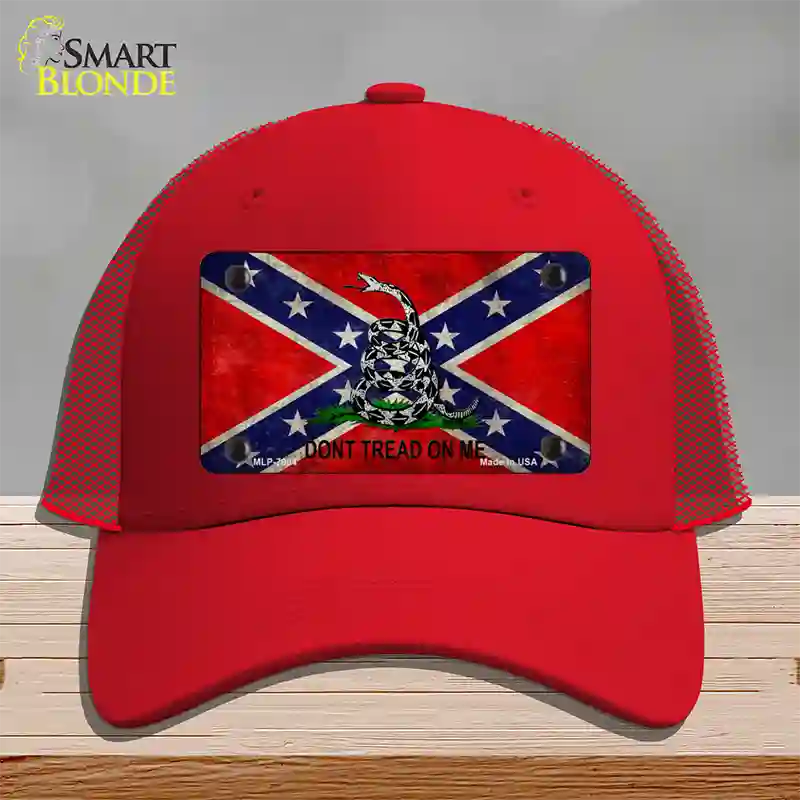 Confederate Dont Tread Novelty License Plate Hat Mesh / Red