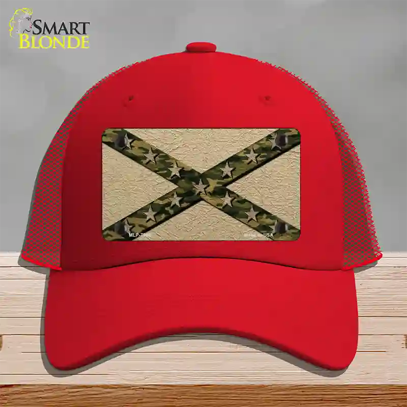 Confederate Stripes Camo Novelty License Plate Hat Mesh / Red