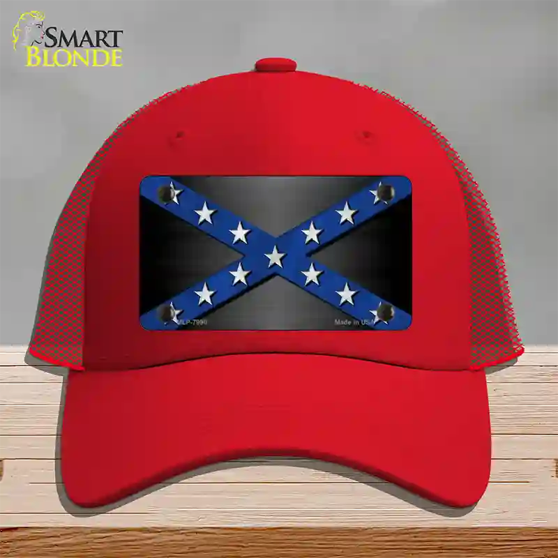 Confederate Stripes Blue Novelty License Plate Hat Mesh / Red