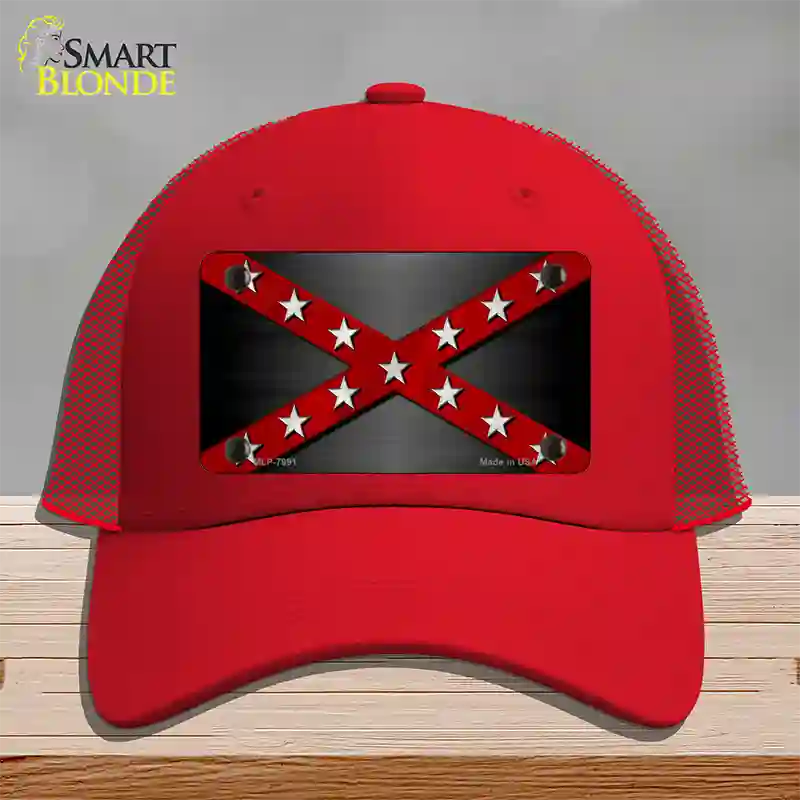 Confederate Stripes Red Novelty License Plate Hat Mesh / Red