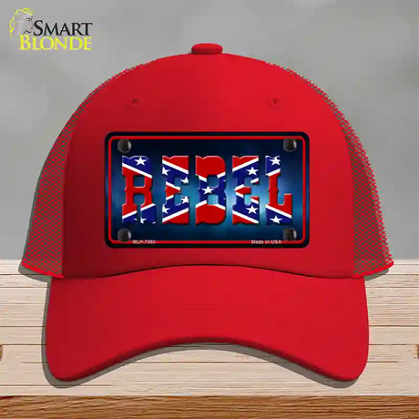 Rebel Novelty License Plate Hat Mesh / Red