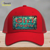 Girl Power Flower Novelty License Plate Hat Mesh / Red