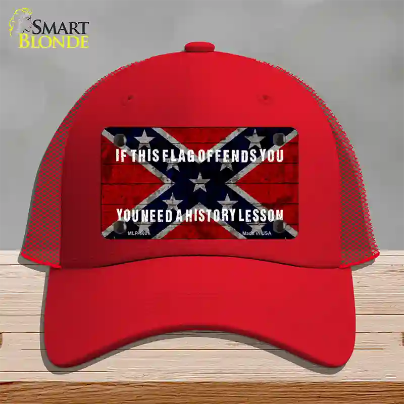 History Lesson Novelty License Plate Hat Mesh / Red