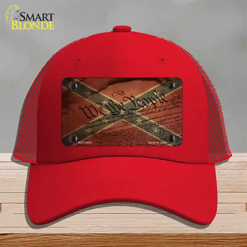 We The People Confederate Novelty License Plate Hat Mesh / Red