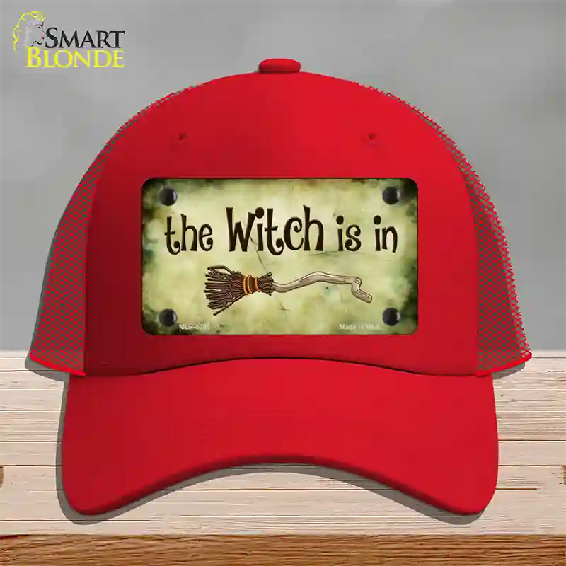 The Witch Is In Novelty License Plate Hat Mesh / Red