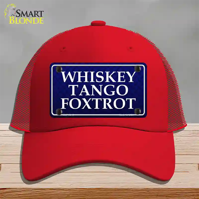 Whiskey Tango Foxtrot Novelty License Plate Hat Mesh / Red