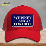 Whiskey Tango Foxtrot Novelty License Plate Hat Mesh / Red