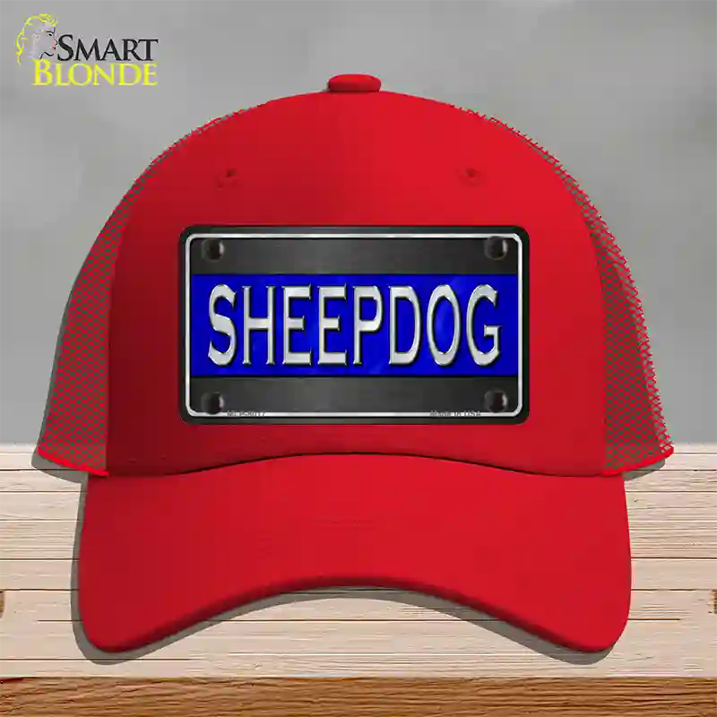 Sheepdog Thin Blue Line Novelty License Plate Hat Mesh / Red