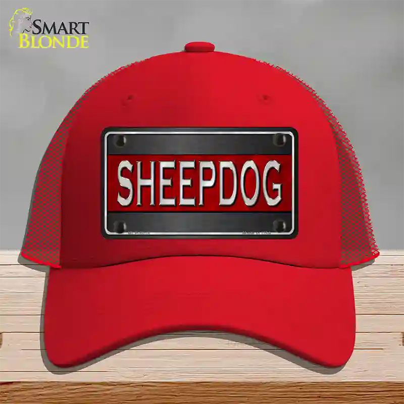 Sheepdog Thin Red Line Novelty License Plate Hat Mesh / Red