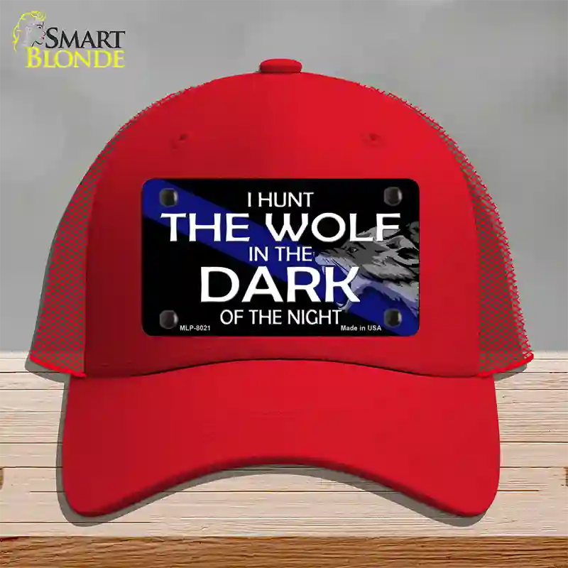 Hunt The Wolf Novelty License Plate Hat Mesh / Red