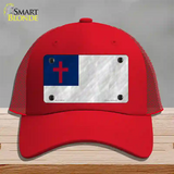 Christian Flag Novelty License Plate Hat Mesh / Red