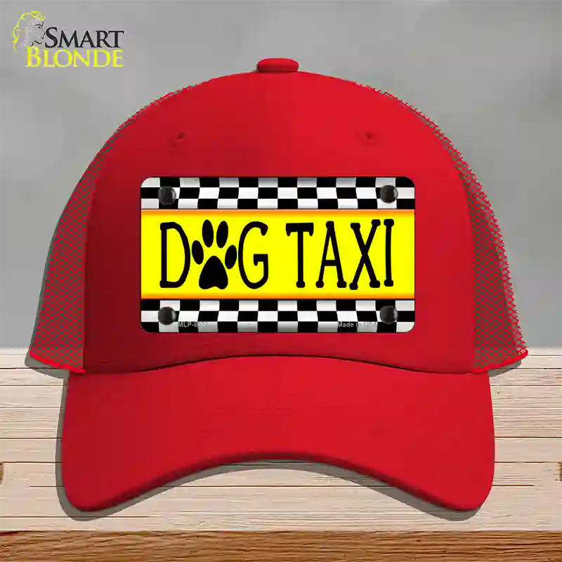 Dog Taxi Novelty License Plate Hat Mesh / Red