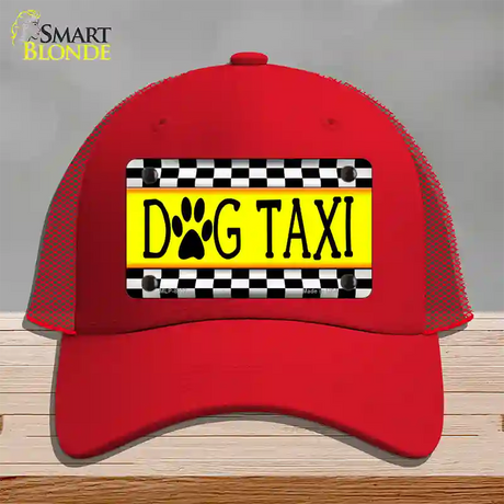 Dog Taxi Novelty License Plate Hat Mesh / Red