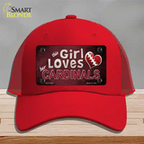 This Girl Loves Her Cardinals Novelty License Plate Hat Mesh / Red