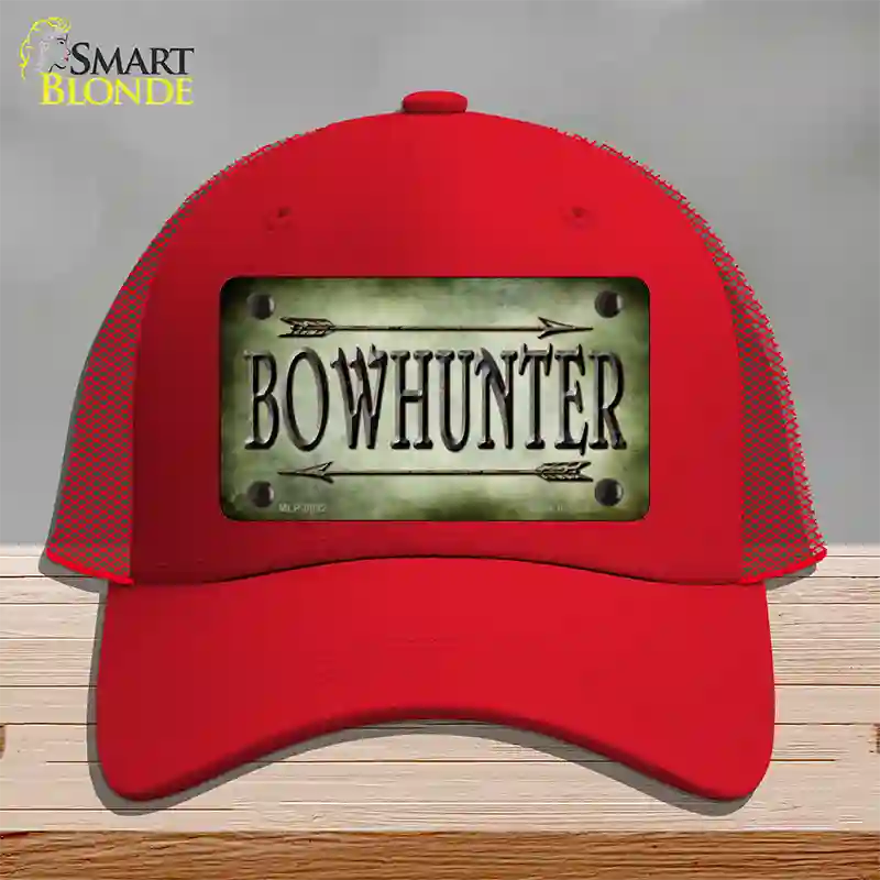 Bowhunter Novelty License Plate Hat Mesh / Red