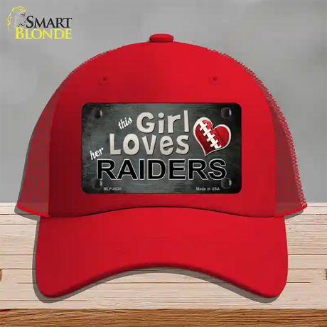 This Girl Loves Her Raiders Novelty License Plate Hat Mesh / Red