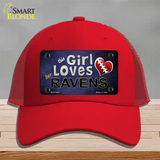 This Girl Loves Her Ravens Novelty License Plate Hat Mesh / Red