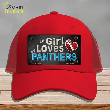 This Girl Loves Her Panthers Novelty License Plate Hat Mesh / Red