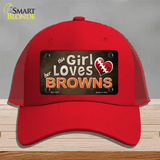 This Girl Loves Her Browns Novelty License Plate Hat Mesh / Red