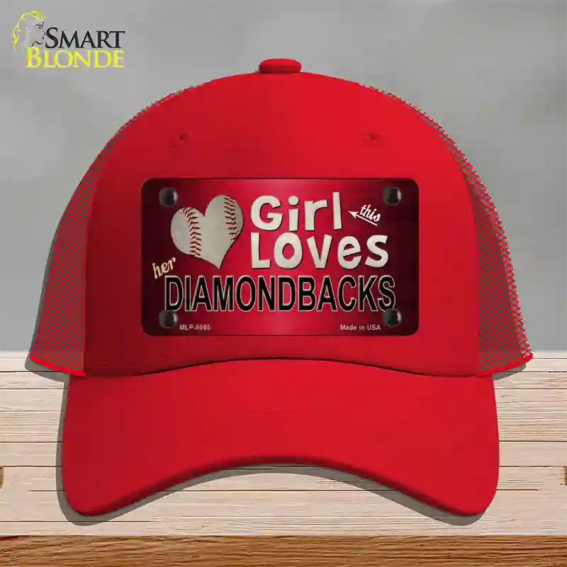 This Girl Loves Her Diamondbacks Novelty License Plate Hat Mesh / Red