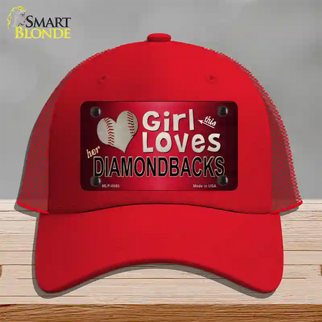 This Girl Loves Her Diamondbacks Novelty License Plate Hat Mesh / Red