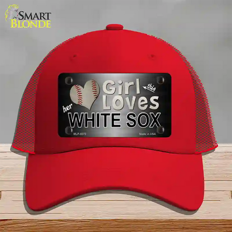 This Girl Loves Her White Sox Novelty License Plate Hat Mesh / Red