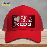 This Girl Loves Her Reds Novelty License Plate Hat Mesh / Red