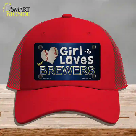 This Girl Loves Her Brewers Novelty License Plate Hat Mesh / Red