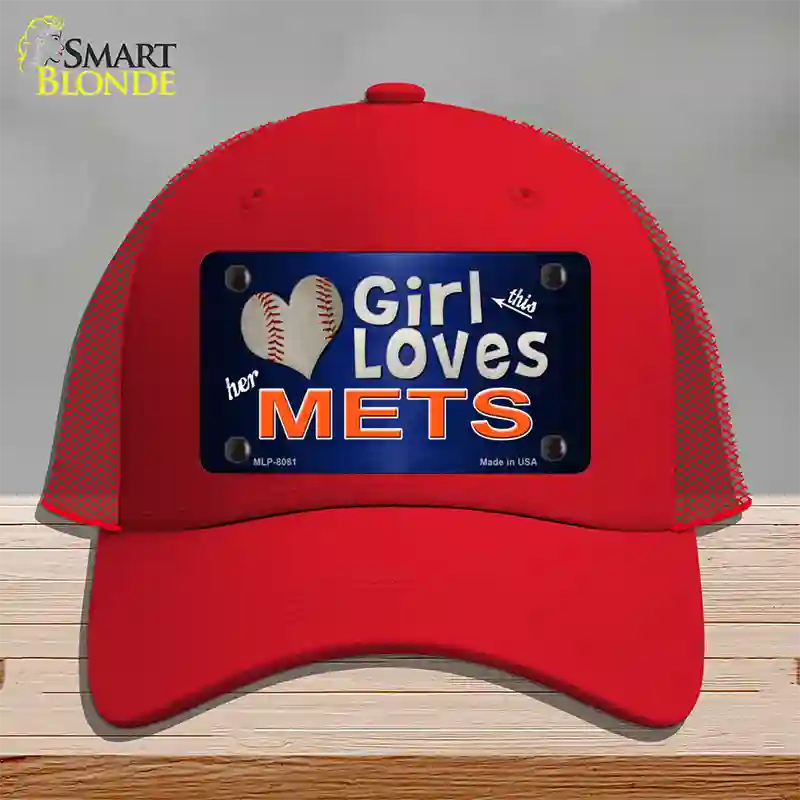 This Girl Loves Her Mets Novelty License Plate Hat Mesh / Red