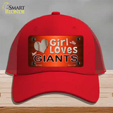 This Girl Loves Her Giants Baseball Novelty License Plate Hat Mesh / Red