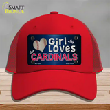 This Girl Loves Her Cardinals Baseball Novelty License Plate Hat Mesh / Red