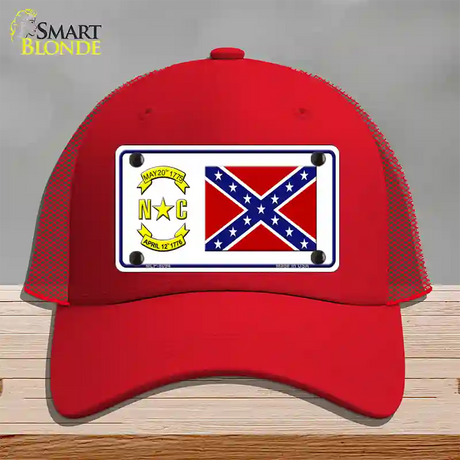 Confederate Flag North Carolina Novelty License Plate Hat Mesh / Red