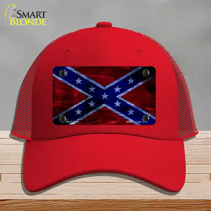 Confederate Flag Foiled Novelty License Plate Hat Mesh / Red