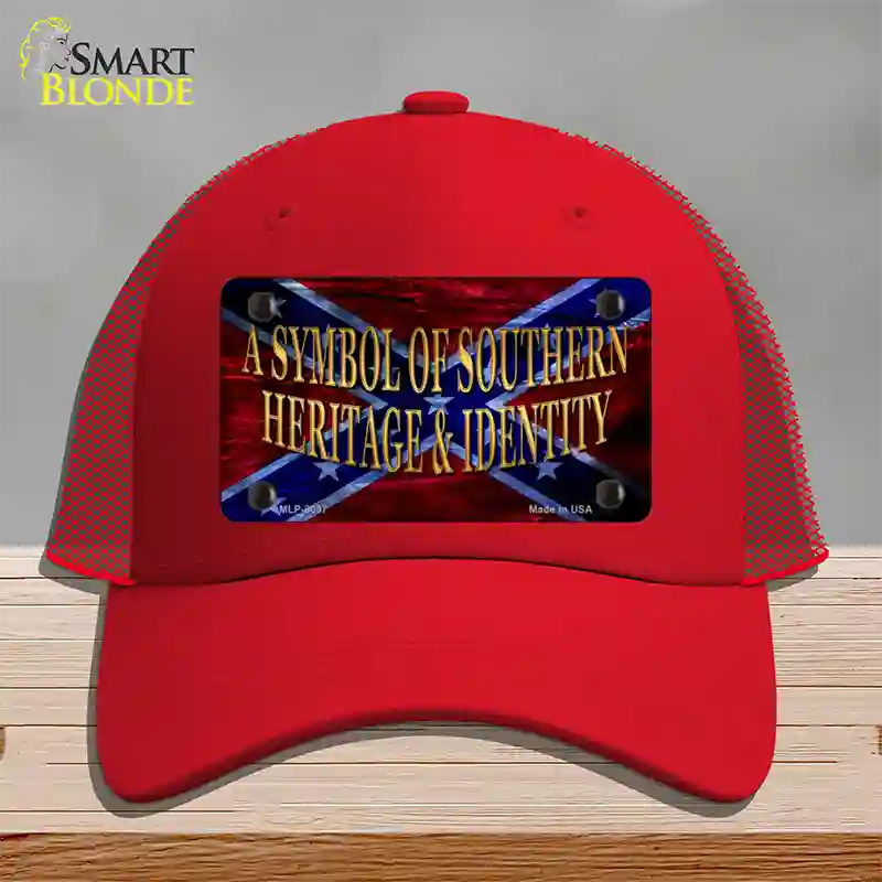 Symbol Of Southern Heritage Novelty License Plate Hat Mesh / Red