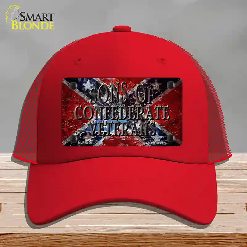 Sons Of Confederate Veterans Novelty License Plate Hat Mesh / Red