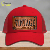 Vintage Rusty Sign Novelty License Plate Hat Mesh / Red